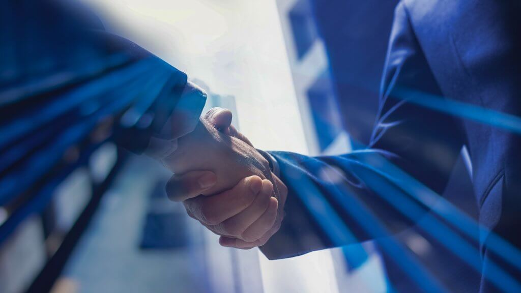 Businessmen making handshake with partner, greeting, dealing, merger and acquisition, business joint venture concept, for business, finance and investment background, teamwork and successful business