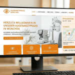 Neue Website einer Praxis für Augenbehandlungen auf einem Bildschirm